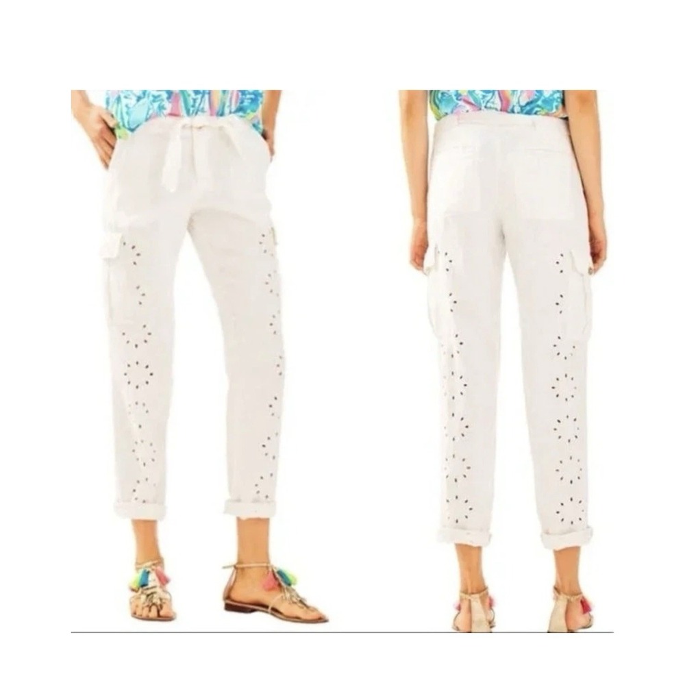 Lilly Pulitzer‎ Ziva Cargo Pants Sz 6 Women's Eyelet Linen
